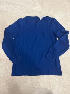 J Crew Cobalt Blue Long-Sleeve Blouse